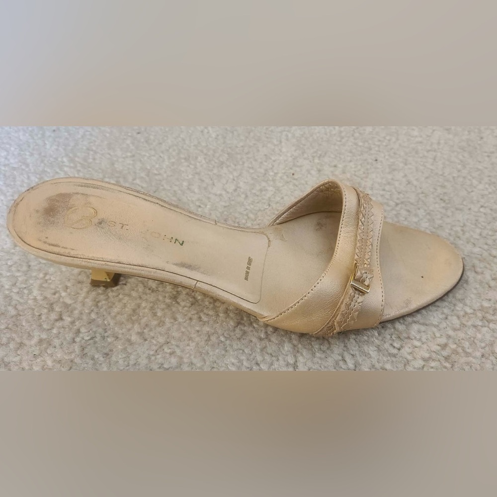 St. John Gold Heeled Mules with Gold Detail